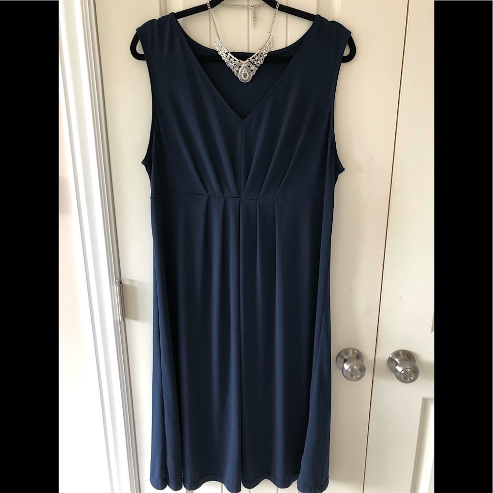 George Navy Stretch Sleeveless Flowy Flattering Dress Size XL